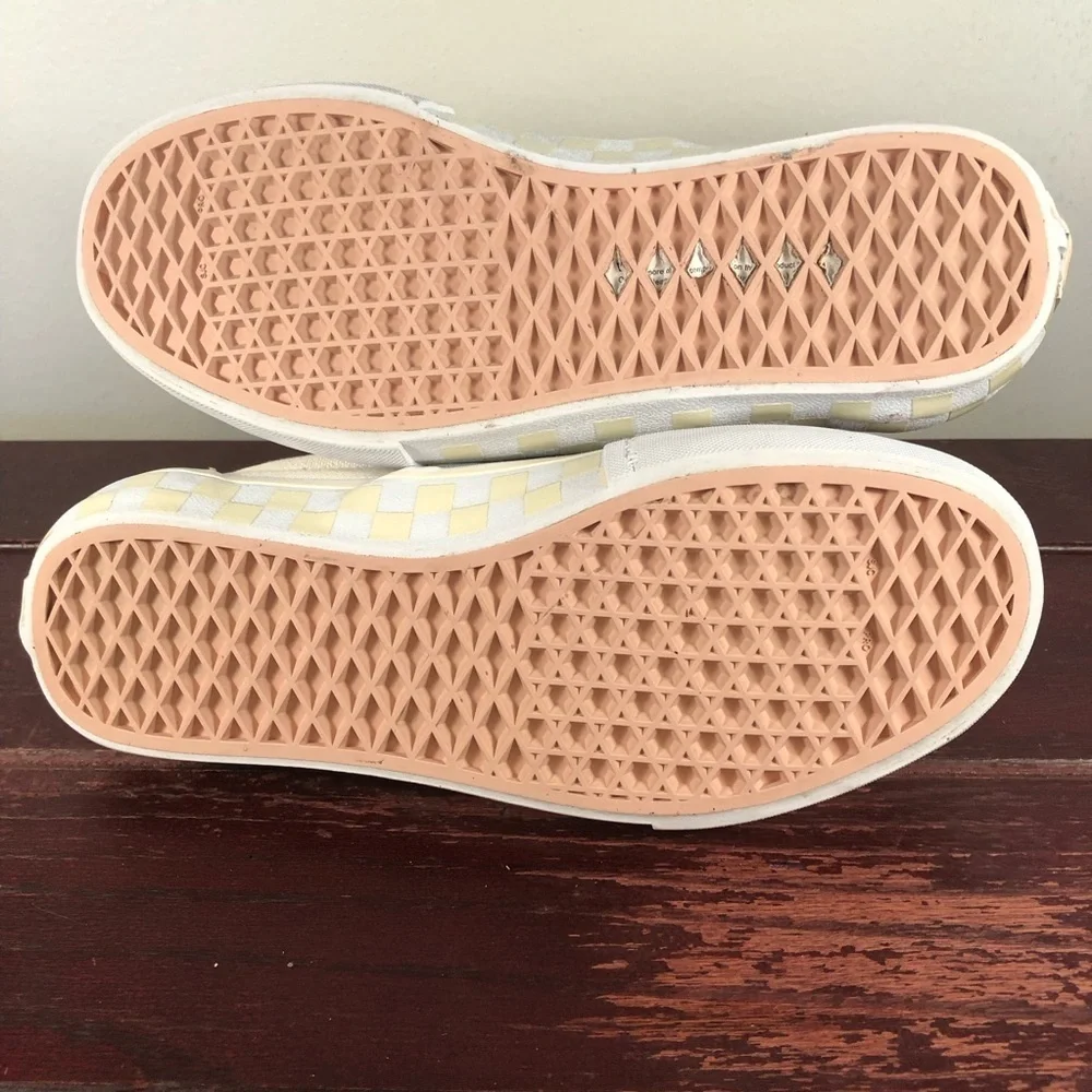 Van's Men's Vintage Vakko Leather Slip-on Shoes Green/Pink/Yellow/White Size 7